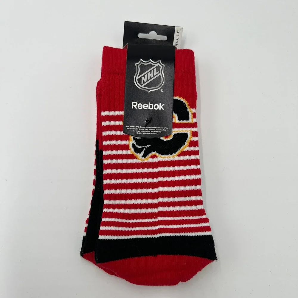 Reebok NHL‎ Calgary Flames Men's Crew Socks 3 Pack Size L 9-11 Red Grey New
